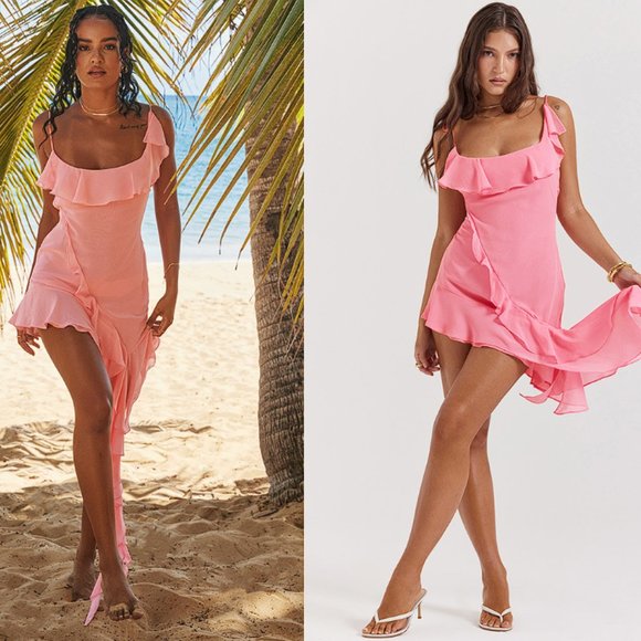 HOUSE OF CB 'Marcia' French Pink Ruffle Mini Dress NWOT - Picture 4 of 12